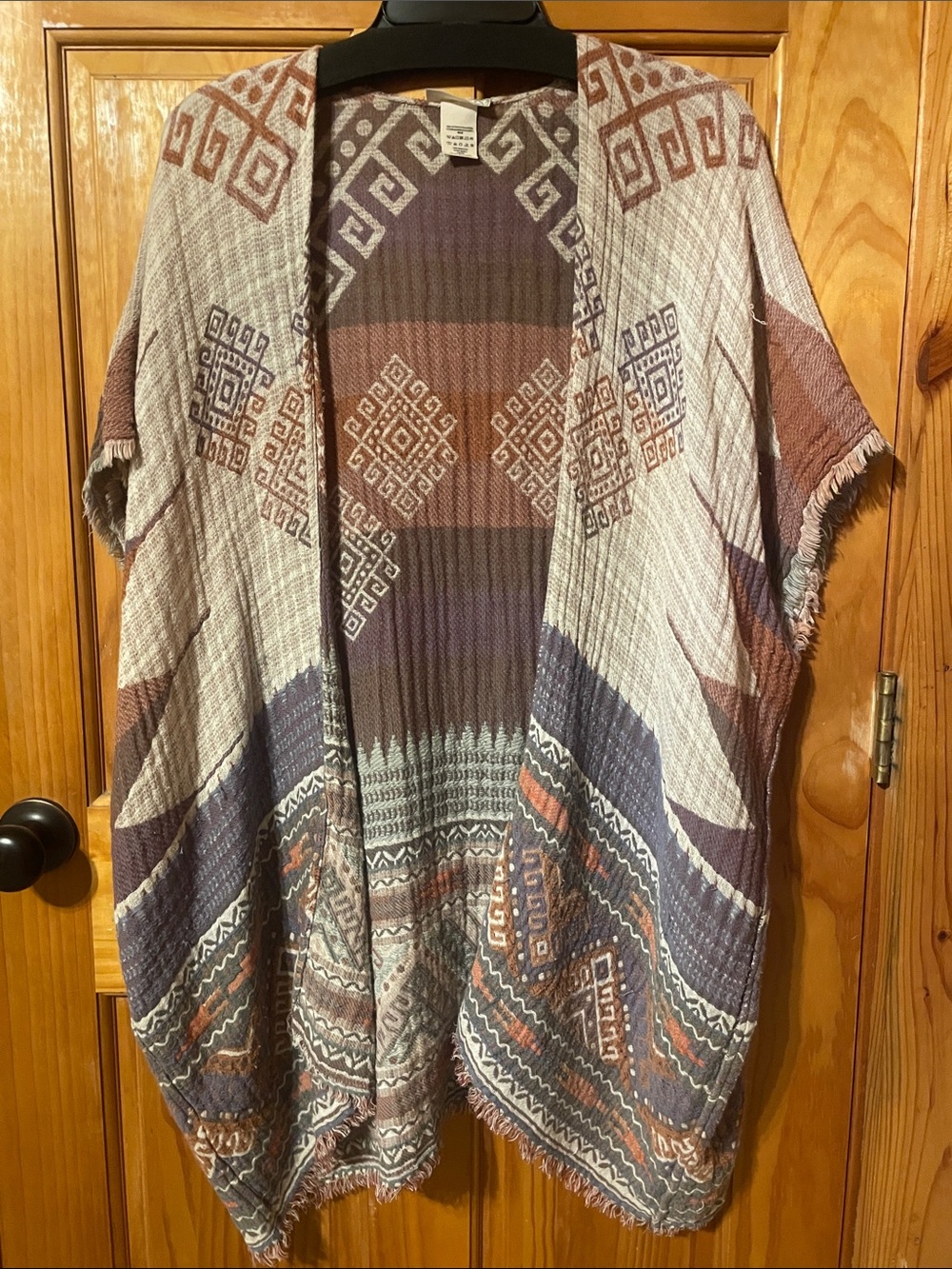 Free People Multicolor Geometric Open-Front Tunic